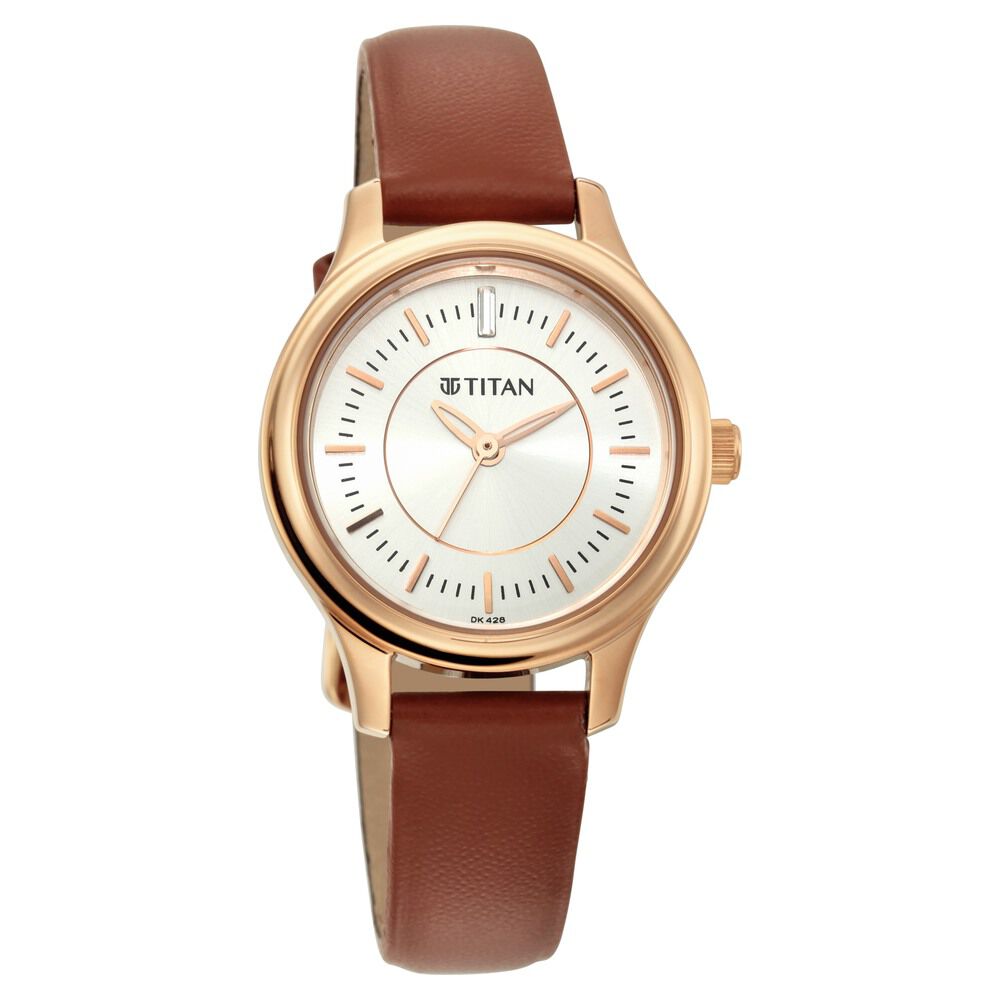 Buy Online Titan Quartz Analog Black Dial Leather Strap Watch for