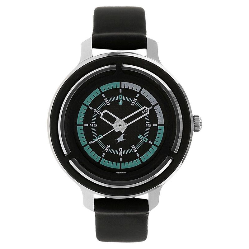 Fastrack Motorheads Quartz Analog Black Dial Leather Strap Watch for Girls
