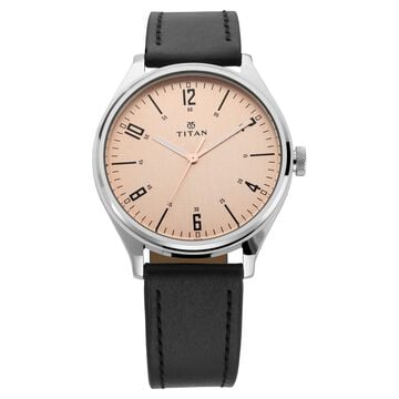 Titan Workwear Champagne Dial Analog Leather Strap watch for Men
