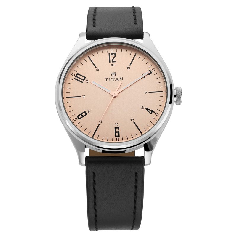 Titan Workwear Champagne Dial Analog Leather Strap watch for Men - image number 0