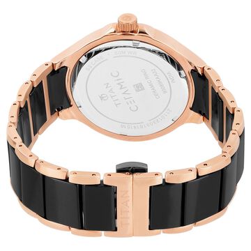 Titan Quartz Multifunction Black Dial Stainless Steel & Ceramic Strap Watch for Men