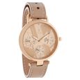 Titan Quartz Multifunction Rose Gold Dial Leather Strap Watch for Women - image number 1