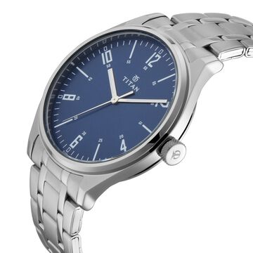 Titan Men's Minimalist Zen Watch: Sleek Metal Strap with Contrast Hands