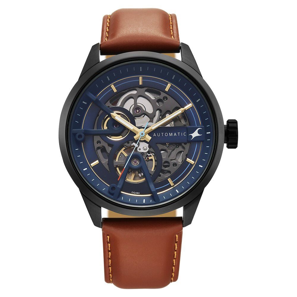 Fastrack Automatics Blue Dial Tan Leather Strap Automatic Watch ForGuys-picture-15