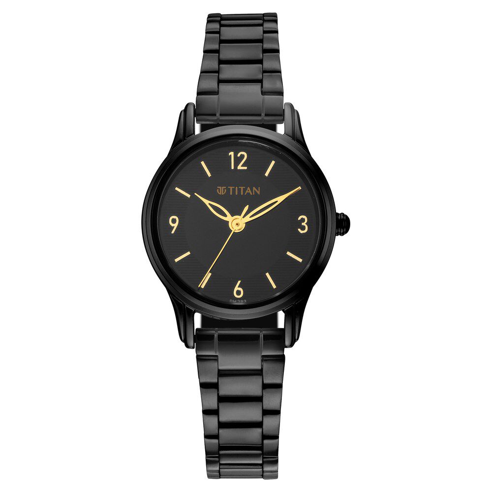 Buy Online Titan Quartz Analog Black Dial Stainless Steel Strap Watch for Women ns2660nm01 Titan