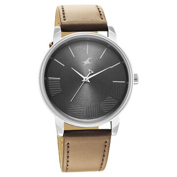 Fastrack Stunners Quartz Analog Grey Dial Leather Strap Watch for Guys