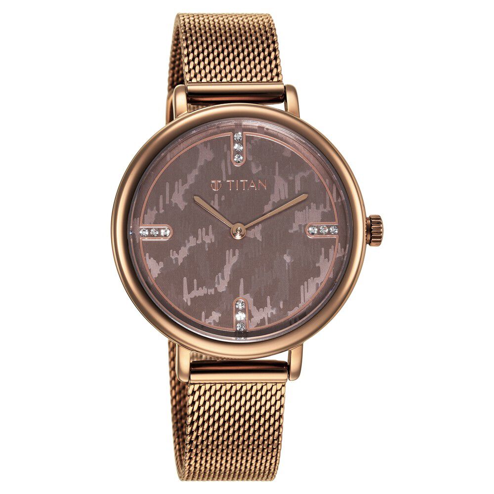 Titan Purple Valentines Day Collection Multicoloured Dial Analog Stainless Steel Strap Watch for Women