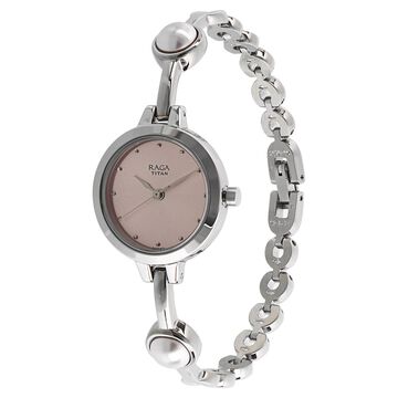 Titan Quartz Analog Pink Dial Metal Strap Watch for Women