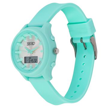 Zoop Ana-Digi Watch with Silver Dial & Green Strap for Girls Kids, from House of Titan