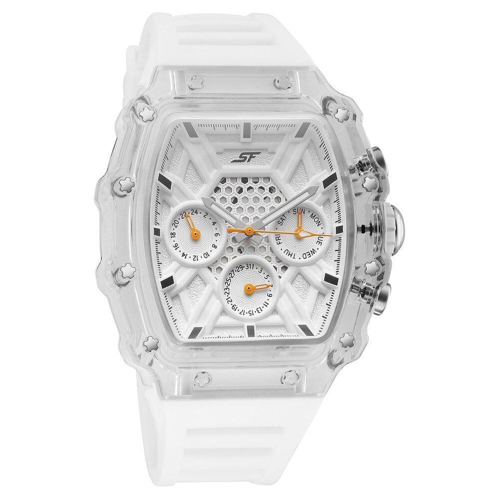 SF Maiden Voyage Sport Watch White Dial And Strap Tonneau Shaped Case with Multifunction movement-picture-10