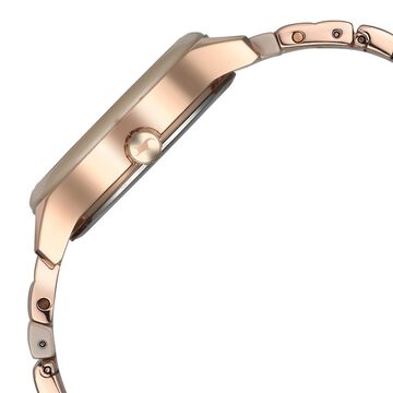 Fastrack Cerame Quartz Multifunction Beige Dial With Champagne Color Steel & Ceramic Strap Watch For Girls