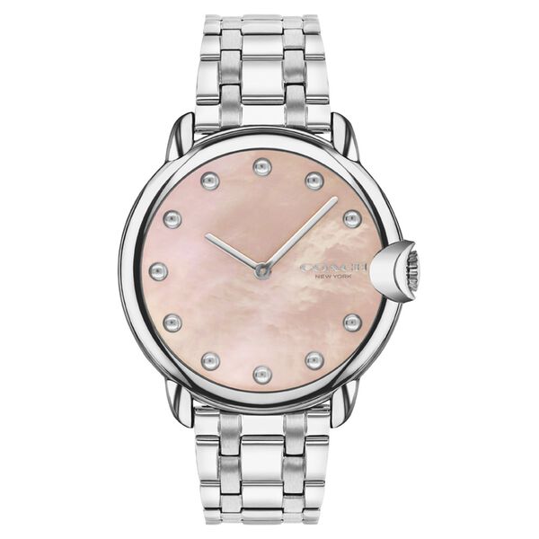 Coach Quartz Analog Pink Round Dial Silver Stainless Steel Strap Watch For Women - image number 0