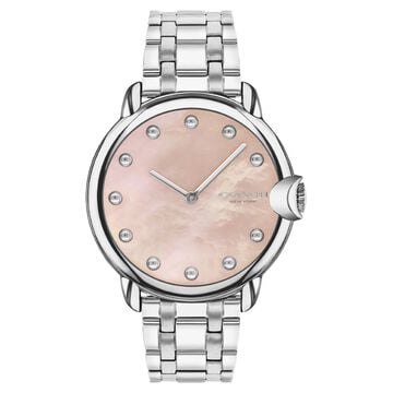 Coach Quartz Analog Pink Dial Stainless Steel Strap Watch for Women