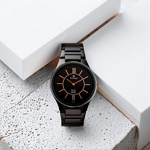 Titan Edge Ceramic Quartz in Rich Black Dial Watch for Men - image number 6