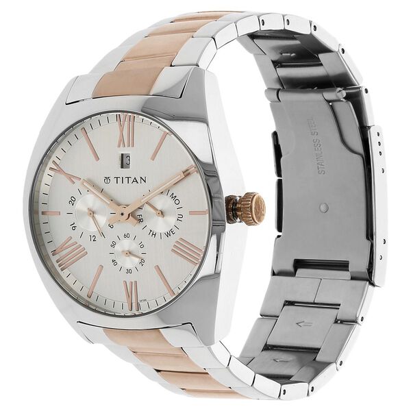 Titan Quartz Analog Silver Dial Stainless Steel Strap Watch for Men - image number 1