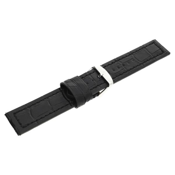 22 mm Black Genuine Leather Strap for Men - image number 3