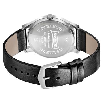 Sonata Quartz Analog Silver Dial Leather Strap Watch for Men