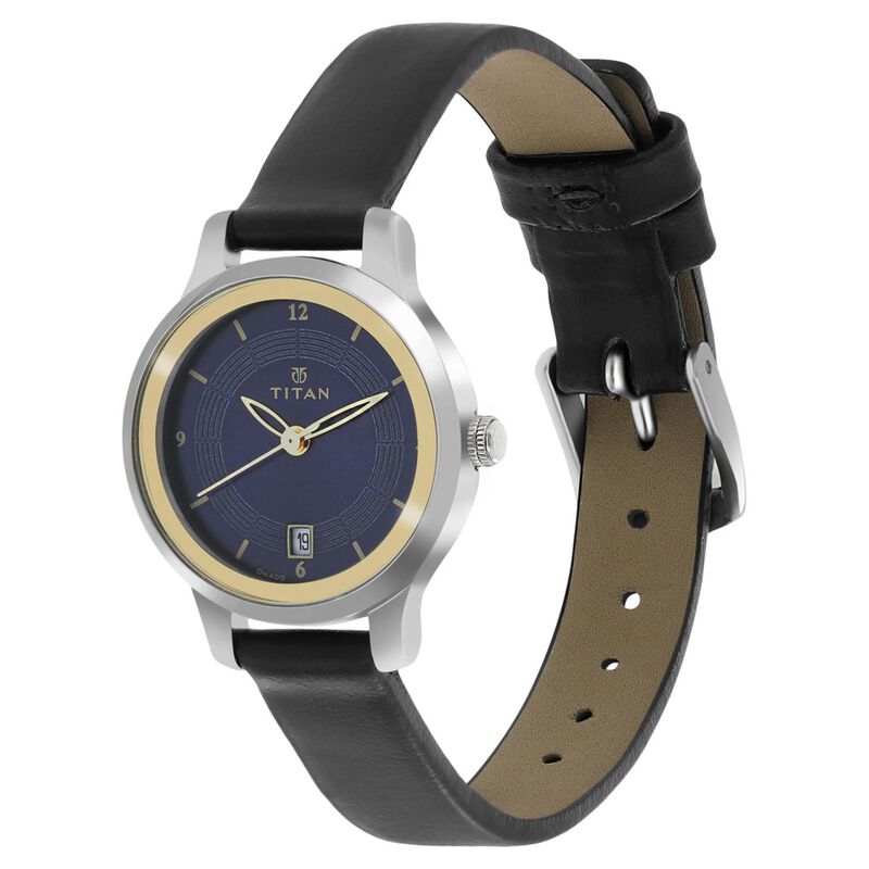 Titan Quartz Analog Blue Dial Leather Strap Watch for Women - image number 2