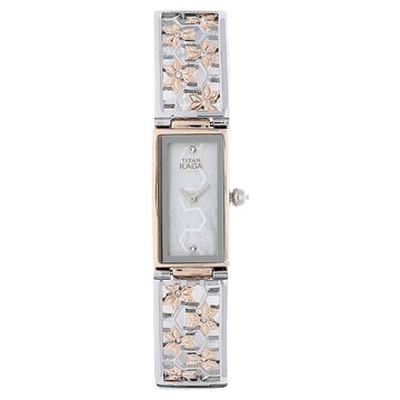 Titan Raga Weaves Mother of Pearl Dial Analog Stainless Steel Strap Watch for Women