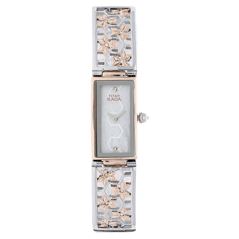 Titan Raga Weaves Mother of Pearl Dial Analog Stainless Steel Strap Watch for Women - image number 0