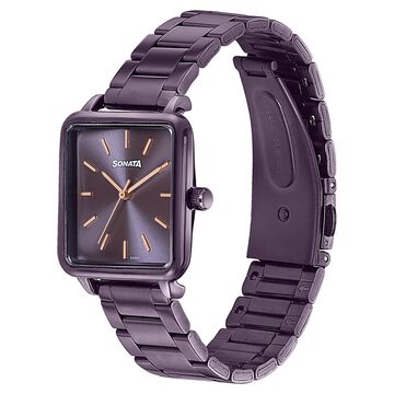 Sonata Wedding Edit Quartz Analog Purple Dial Stainless Steel Strap Watch For Women