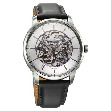 Titan Automatic Color Upgrade Silver Dial Grey Color Leather Strap Watch For Men