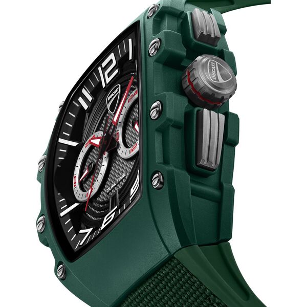 Ducati Quartz Multifunction Black Dial Green Silicone Strap Watch For Men - image number 3