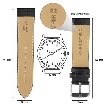 22 mm Black Genuine Leather Straps for Men