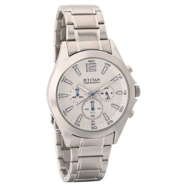 Titan Quartz White Dial Silver Stainless Steel Strap Watch For Men - image number 0