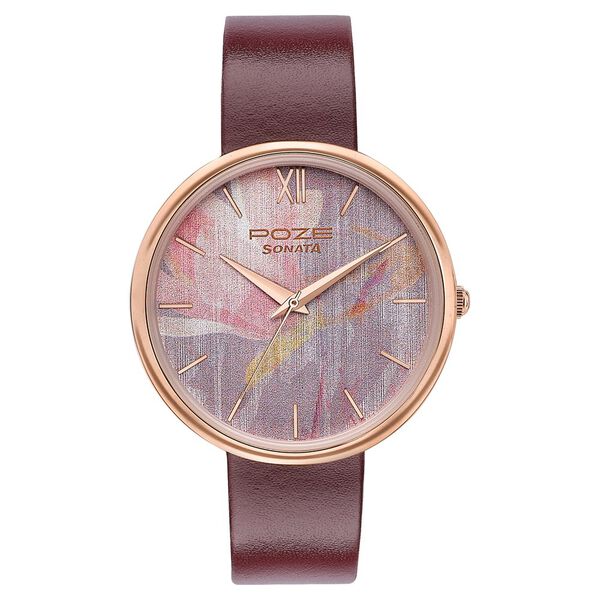 Sonata Poze Quartz Analog Multicoloured Dial Leather Strap Watch For Women - image number 1