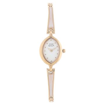 Titan Raga Off White Dial Women Watch With Metal Strap