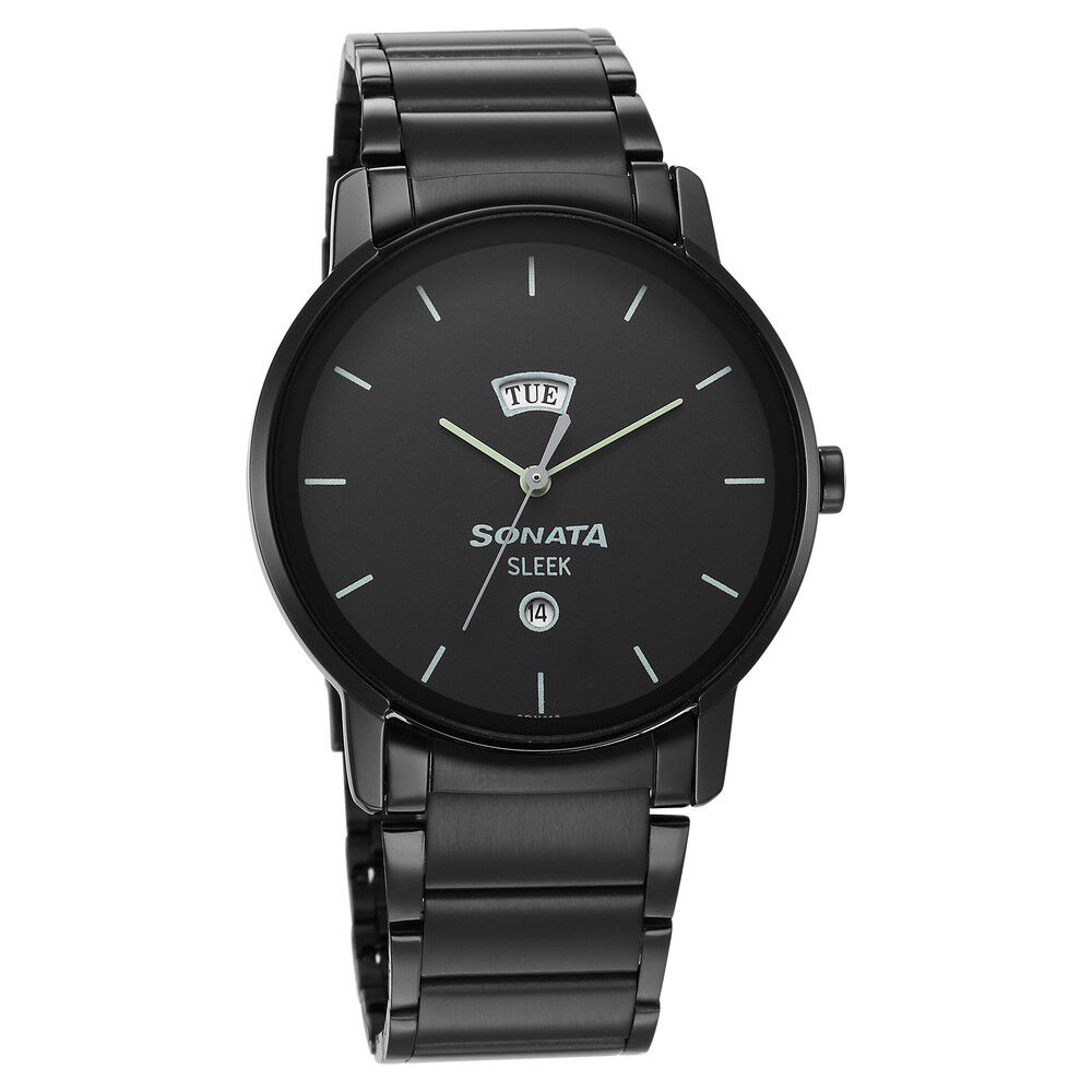 Sonata black analog watch on sale