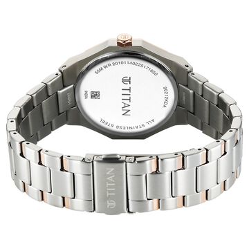 Titan Regalia Dodecagon Quartz Analog with Date Silver Dial Two Toned Stainless Steel Strap Watch For Men