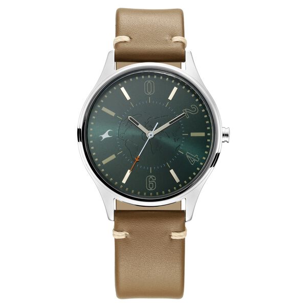 Fastrack Tripster Quartz Analog Green Dial Leather Strap Watch for Guys - image number 1