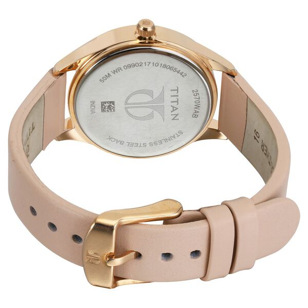 Titan Sparkle Pink Dial Analog with Date Leather Strap watch for Women - image number 4
