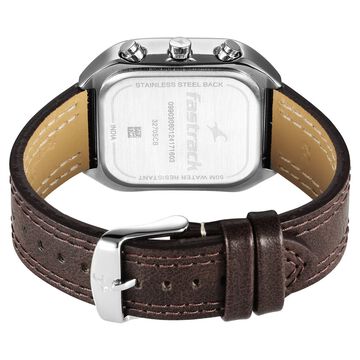 Fastrack Fleek Quartz Multifunction Green Dial Leather Strap Watch For Guys