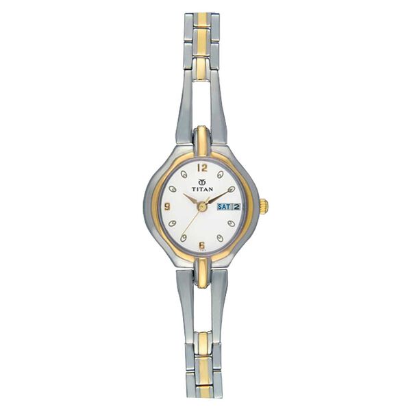 Titan Karishma White Dial Analog with Day and Date Metal Strap Watch for Women - image number 0