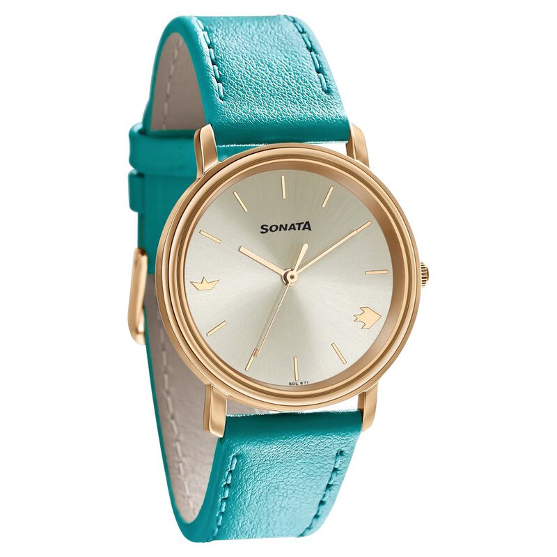 Sonata Play Silver Dial Women Watch With Leather Strap