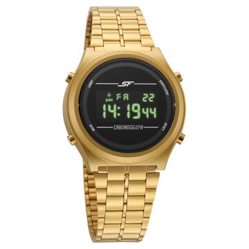 SF CirQle Digital Black Dial Golden Stainless Steel Strap Watch For Men