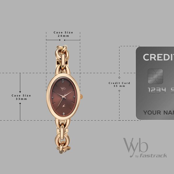 Vyb Manifester By Fastrack Quartz Analog Brown Dial Rose Gold Metal Strap Watch For Girls - image number 3