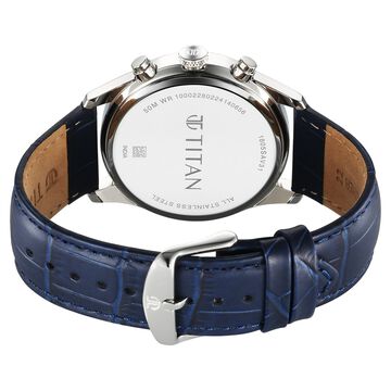 Titan Regalia Opulent Quartz Analog with Day and Date Blue Dial Blue Leather Strap Watch for Men
