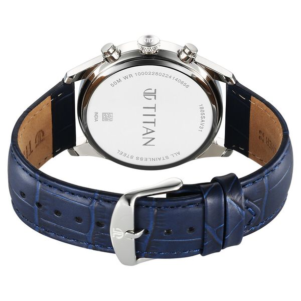 Titan Regalia Opulent Quartz Analog with Day and Date Blue Dial Blue Leather Strap Watch for Men - image number 4