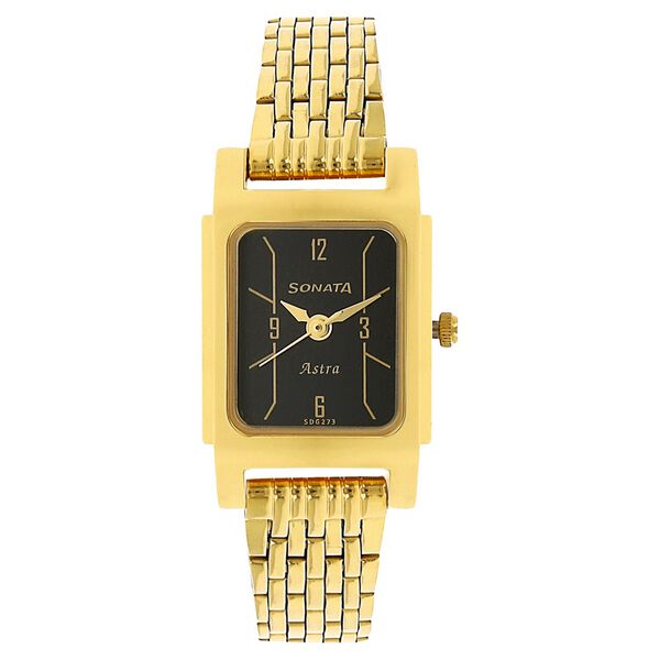 Sonata Quartz Analog Black Dial Stainless Steel Strap Watch for Women - image number 0