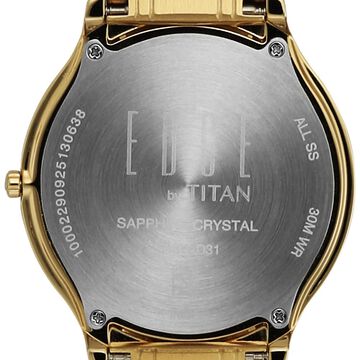 Titan Edge Gleam Quartz Analog Champagne Dial Golden Stainless Steel Strap Watch For Men
