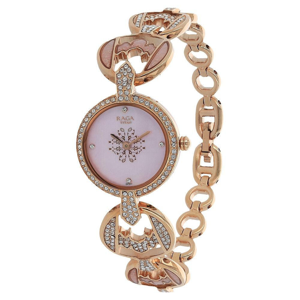 Buy Online Titan Raga Moonlight Mother of Pearl Analog Metal Strap watch for Women nj95029wm01 Titan