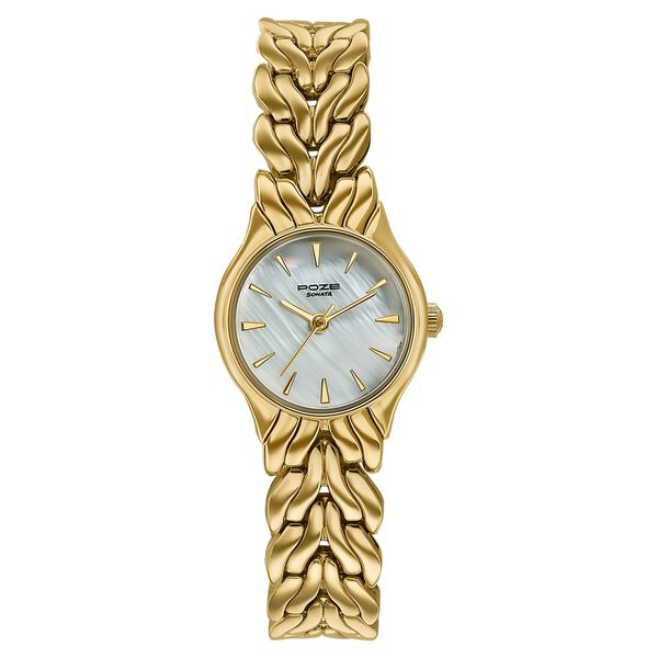Poze Poze Quartz Analog White Dial Golden Metal Strap Watch For Women - image number 1