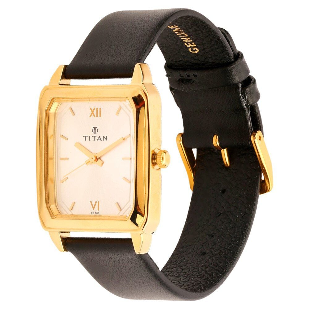 Buy Online Titan Quartz Analog Silver Dial Leather Strap Watch for