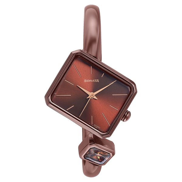 Sonata Wedding Edit Quartz Analog Brown Dial Metal Strap Watch For Women - image number 0