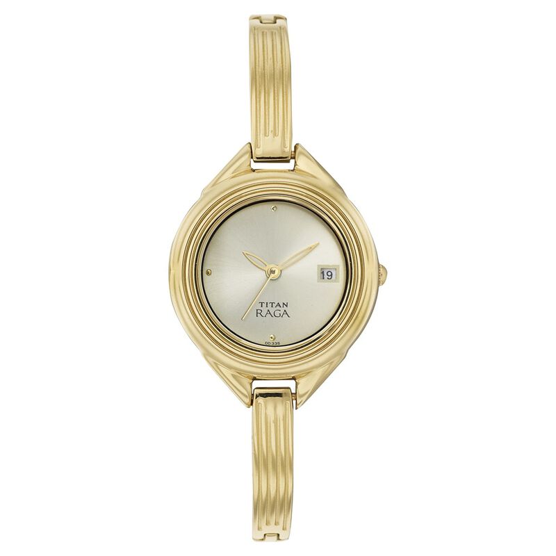 Titan Quartz Analog with Date Champagne Dial Metal Strap Watch for Women - image number 0