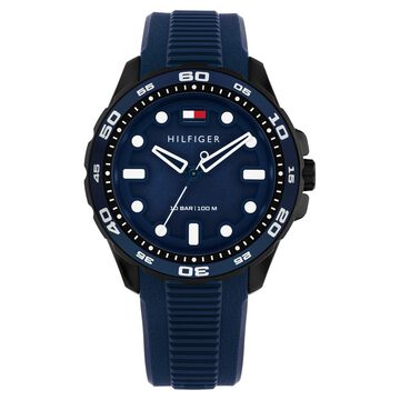 Tommy Hilfiger Quartz Analog Blue Dial Blue Silicone Strap Watch For Men